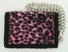 Leopard pink fluffy with chain wallet