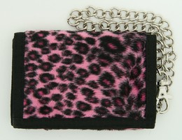 Leopard pink fluffy with chain wallet