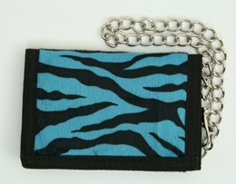 Zebra blue fluffy with chain wallet