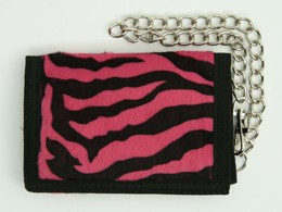 Zebra pink fluffy with chain wallet