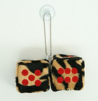 Dice zebra brown-black / red 2 dice car accessory