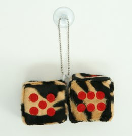 Dice zebra brown-black / red 2 dice car accessory