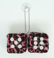Dice leopard pink / white 2 dice car accessory