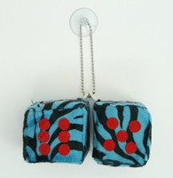 Dice zebra blue-black / red 2 dice car accessory