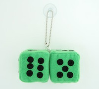 Dice green / black 2 dice car accessory