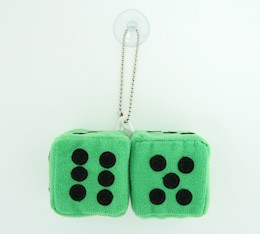 Dice green / black 2 dice car accessory