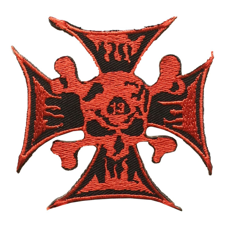 Awesome red cross with the lucky 13 hero skull