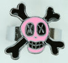 Sk cross eye pink skull ring