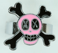 Sk cross eye pink skull ring