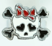 Cute Sk bone white-red skull ring