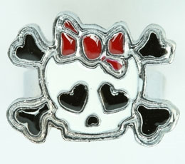Cute Sk bone white-red skull ring