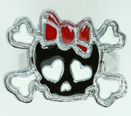 Cute Sk bone Bl-red skull ring