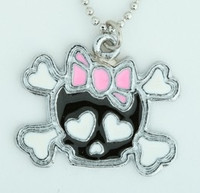 Cute skull bone bl-pink skull necklace
