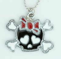 Cute skull bone Bl-red skull necklace