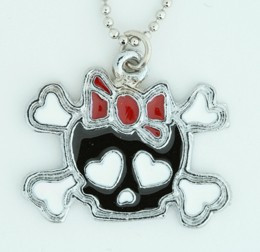 Cute skull bone Bl-red skull necklace