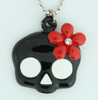 Skull flower black-red skull necklace