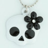 Skull flower white-black skull necklace