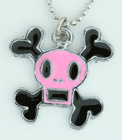 Square pink skull necklace