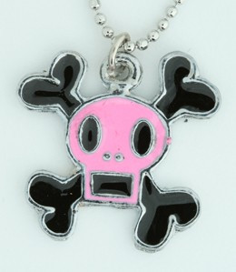 Square pink skull necklace