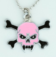 Tooth pink skull necklace