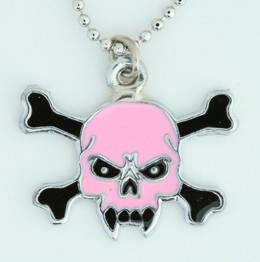 Tooth pink skull necklace