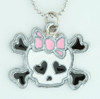 Cute skull bone white-pink skull necklace