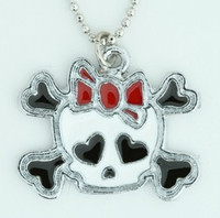 Cute skull bone white-red skull necklace