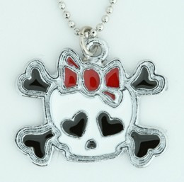 Cute skull bone white-red skull necklace
