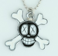 Cross eye black skull necklace