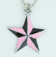 Star black pink star necklace