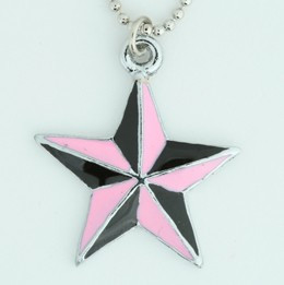 Star black pink star necklace