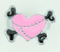 Heart bone pink-black sweet ring
