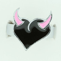 Heart horn black-pink sweet ring