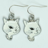 Cat white animal pendant
