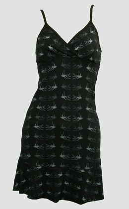 Front - SP swallow black-grey spaghetti dress