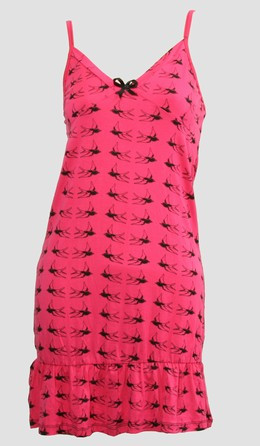 Front - SP swalluw pink spaghetti dress