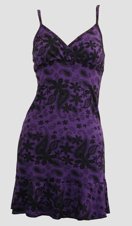 Front - Punk flower purple spaghetti dress