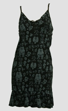 Front - Cartoon black-grey spaghetti dress