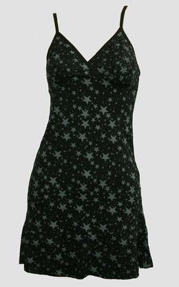 Front - Stars Black-Grey Spaghetti Dress