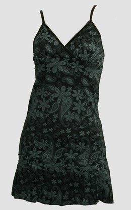Front - Punk flower black-grey spaghetti dress