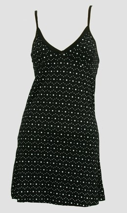 Front - SP dot Bs black-white spaghetti dress
