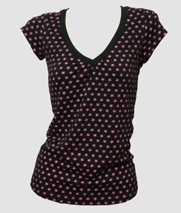 Front - Star basic black-pink fashion t-shirt