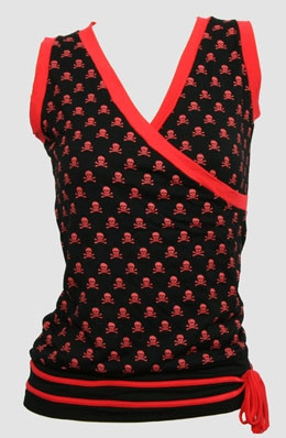 Front - Skull black-red top fashion top