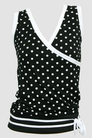 Front - Dot big black-white top fashion top