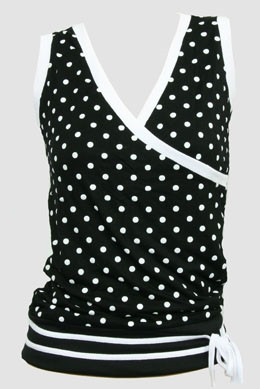 Front - Dot big black-white top fashion top