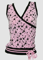Front - Star pink-black top fashion top