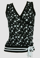 Front - Star black-white top fashion top