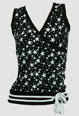 Front - Star black-white top fashion top