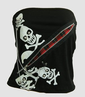 Front - PUB zip scotch skulls top punk top