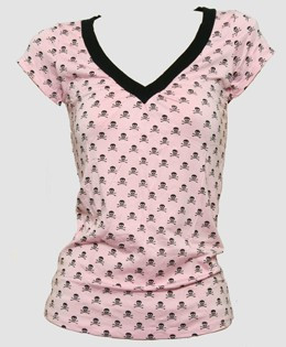 Skull L pink-black fashion t-shirt